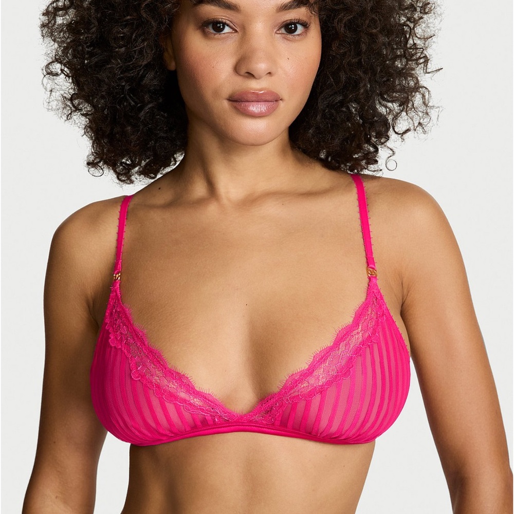 VS hot pink striped triangle bra